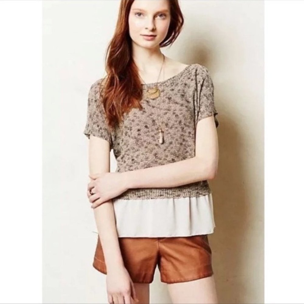 Anthropologie Moth Verona Midi Pullover Brown Knit Sweater